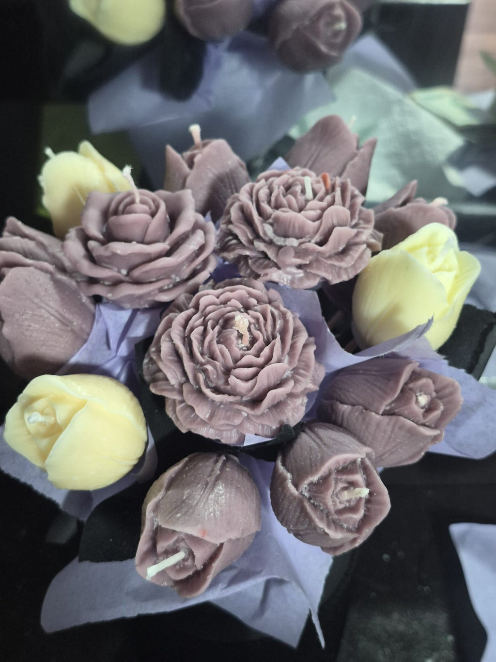 Vela artesanal bouquet de rosas